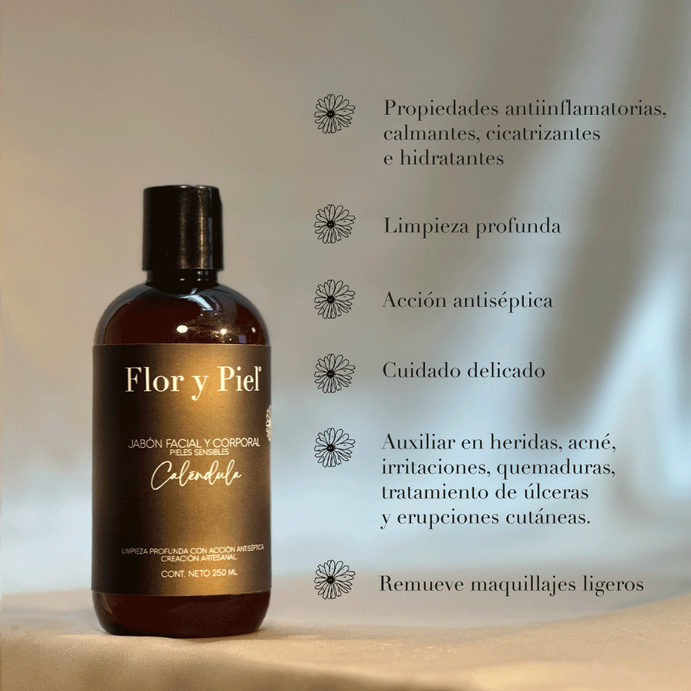 Jabón Facial y Corporal de Caléndula 250 ml (Tapa de disco)